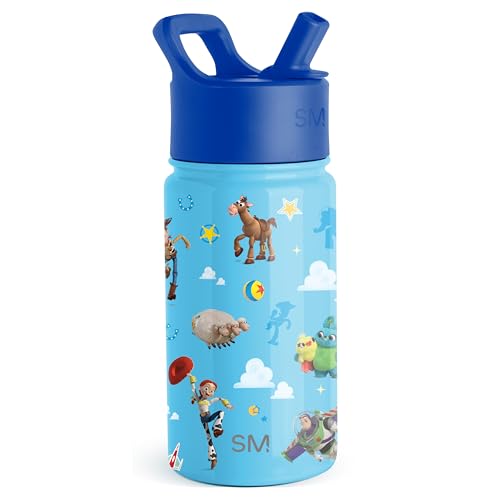 Image of Simple Modern Disney Pixar Toy Story Kids Water Bottle with Straw Lid | Reusable Insulated Stainless Steel Cup for Boys, School | Summit Collection | 14oz, Andys Toys