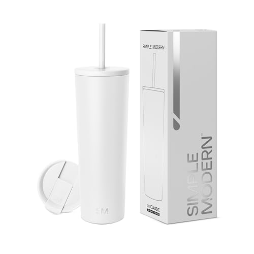 La Mejor Selección de Termo blanco los más recomendados. 43 Simple Modern Vaso Térmico con Pajita y Tapa|Vaso de Café Botella de Agua Reutilizable de Acero Inoxidable Taza de Café para Viajes|Regalos para Mujeres & Hombres|Classic...