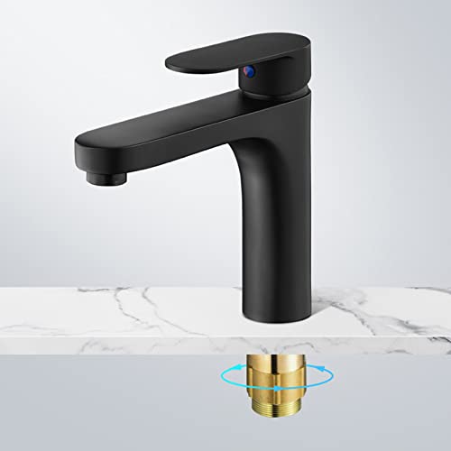 Grifo lavabo negro alto monomando de un solo orificio para grifería de baño moderna 5