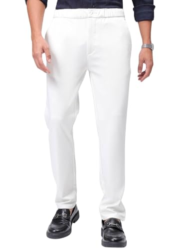 Image of The Indian Garage Co Men Slim Fit Solid Mid-Rise Stretchable Knitted Jogger Trousers