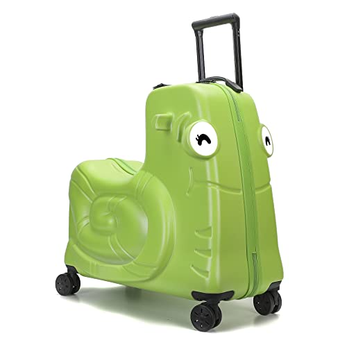 SEA PUNK Kids Ride-On Luggage with Spinner Wheels, Carry On Trolley Suitcase, 22