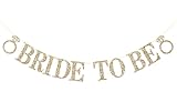 Pre-Strung Bride to Be Banner NO DIY Bride to Be Sign Gold Glitter Bachelorette Banner Bridal Shower Sign for Bachelorette Bridal Shower Wedding Party Decorations