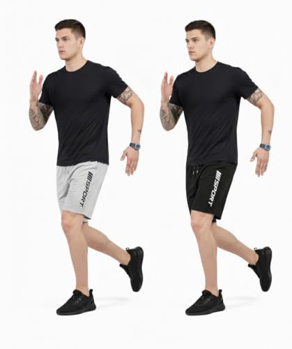 Image of DESNUDA Men Solid Sports & Running Shorts, Gym Shorts for Male Casual Shorts with Two Zipper and Drawstring Closure with Elastic (Pack of 2)