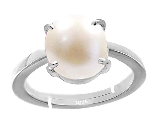 Image of Pearl /Moti 7.25 Ratti or 6.5 Carat Astrological Certified Natural Gemstone bis Hallmark 925 Sterling Silver Adjustable Ring for Unisex - 2vslaq4725