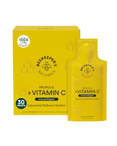 Beekeeper's Naturals Propolis Liposomal with Vitamin C Effective Bio-Available Immune Support Delivery, 30 Ct