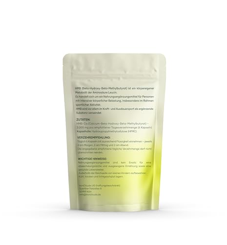 PharmaLethics HMB - 180 Kapseln hochdosiert - 3.000mg - Supplement - Nahrungsergänzungsmittel - beta-hydroxy-beta-methylbutyrat - vegan