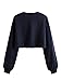 SweatyRocks Women's Casual Long Sleeve Crew Neck Letter Print Crop Top Sweatshirt Navy M