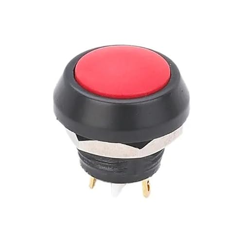 Pulsador de 12 mm normalmente abierto con retorno automático y botón rojo