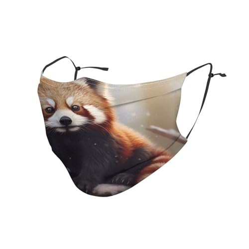 YYHWHJDE Mascarilla para adulto, lavable, suave, transpirable, adecuada para acampar, correr, viajar, uso diario, imagen de panda roja