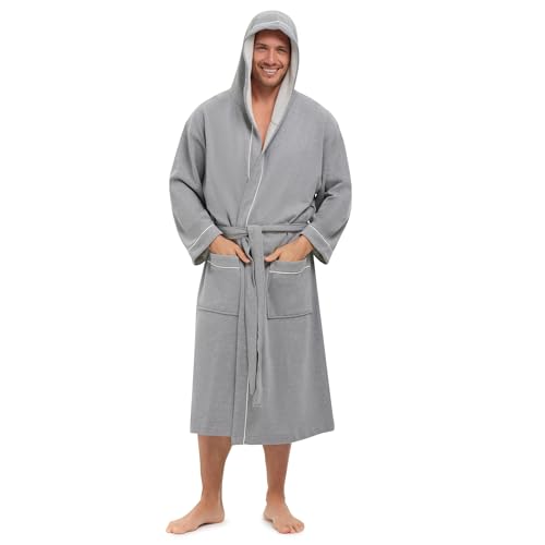 Hooded Unisex Sweatshirt Bathrobe - Industrial quality sweatshirt material with rope accents, 5-Star Hotel Choice