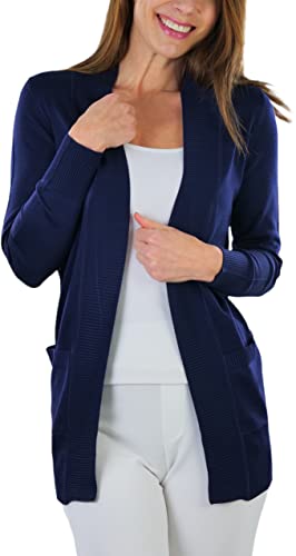 ToBeInStyle Women's Long Sleeve Rib Banded Open Sweater Cardigan