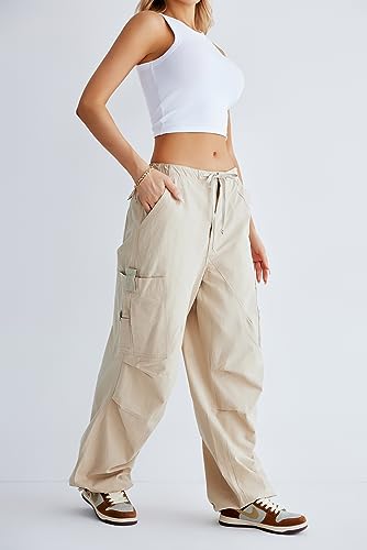 SUGAR POISON Women's Casual Trousers Sport Drawstring 5 Pockets Loose-Fitting Pants Cargo Pants Street wear XS-M2