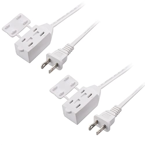 One-Day Sale: Up to 50% Off Cable Matters 2-Pack 16 AWG 2 Prong Extension Cord 6 ft, UL Listed (3 Outlet Extension Cord) with Tamper Guard White