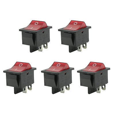 Interrupteur 4 broches 15A 250V avec voyant lumineux rouge lot de 5