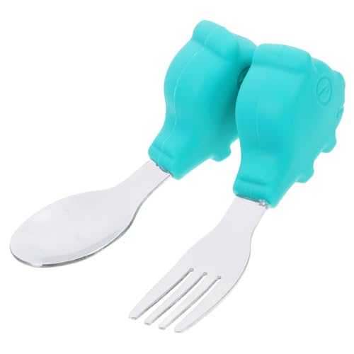 SHERCHPRY 1 Set Portable Fork Spoon Ergonomic Utensils for Self Feeding Easy to Clean Lightweight Durable for Home School Use