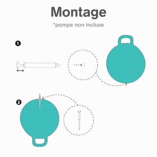 Ludi - Ballon Sauteur XXL Bleu - Jouet Sauteur Gonflable - Plastique PVC épais et résistant - Développe la motricité - Jouet d'intérieur et extérieur - Diamètre 55 cm - Dès 5 Ans – vue 8