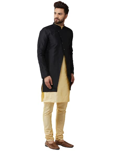 Image of SOJANYA Men's Silk Blend Solid Kurta & Pyjama Set