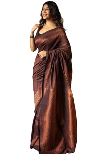 SGF11 Women's Kanjivaram Soft Cotton Linen Silk Saree With Blouse Piece