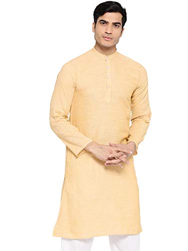 Image of Vastraa Fusion Men's Printed Kurta Pure Cotton Long Kurta, Round Collar, Full Sleeves, Button Kurta, Ethnic Wear