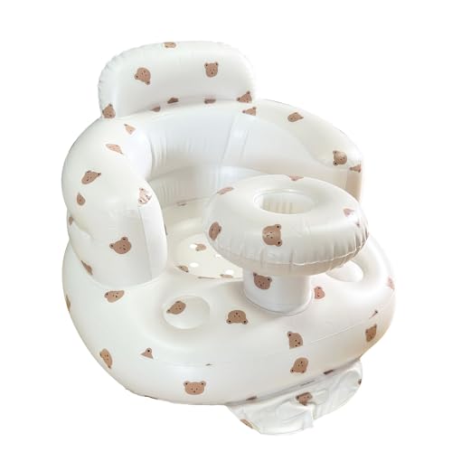 Image of Inflatable Baby Seat, Baby Floor Seats for Babies 3-36 Months, Sit Up Chair with Built-in Air Pump, Portable Infants Back Support Seater, Sit Me Up Seat for Home, Travel (Tray Bear, M)