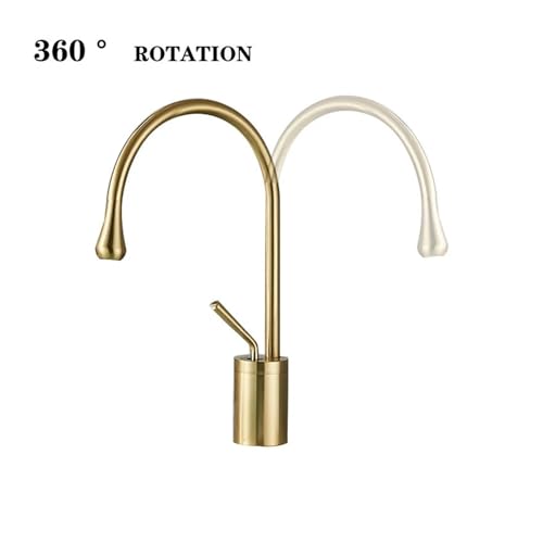 Robinet de salle de bain avec motif goutte d'eau créative unique en or brossé taille M