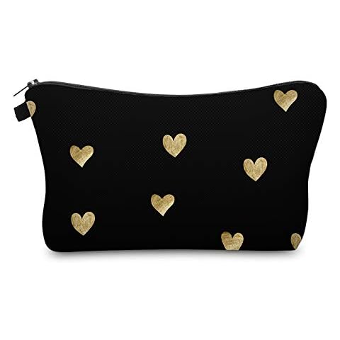 Travel Cosmetic Bag Makeup Bag Small Pouch Gift for Women (Golden Heart) Cover