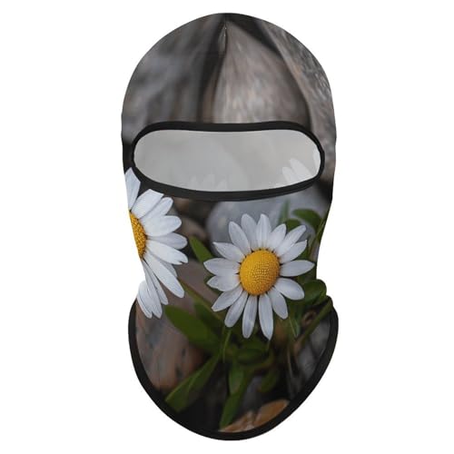 Balaclava para Esquí Máscara Facial Completa Protección Solar Capucha con Dibujos de Margaritas y Roca para Verano, Malla de Cuello Refrescante, Balaclavas para Ciclismo, Protector UV para Cabeza para Hombres y Mujeres