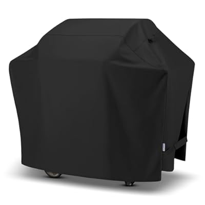 SunPatio Grill Cover 55 Inch, Outdoor Heavy Duty Waterproof Barbecue Gas Cover, UV & Fade Resistant, All Weather Protection Compatible for Weber Charbroil Nexgrill Kenmore Grills and More, Black