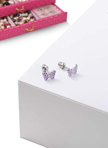 Earrings For Girls, Pink, Purple Butterfly Hypoallergenic Earrings for Girls, Stud Screw On Safety Backs, Stainless Steel Ultra Sensitive Ears Post For Kids, Toddlers, Little Girls, Teens (A: Purple)4