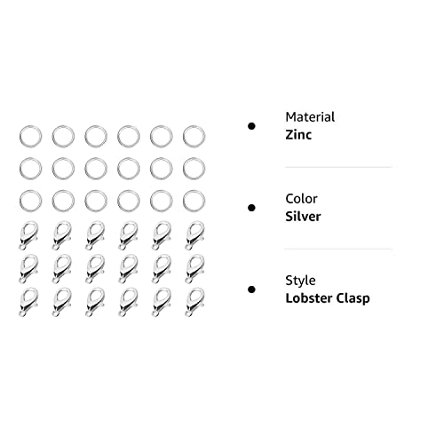 170Pcs Silver Lobster Claw Clasps With Open Jump Rings Set Jewelry Clasps Lobster Claw Clasps For Jewelry Making Findings And Bracelets Jewelry Findings Kit(Silver,Clasp:12X6Mm+Ring:0.7X5Mm) #TOP6