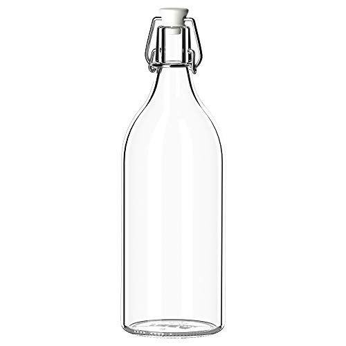 IKEA KORKEN Clear Glass Bottle with Stopper, Swing Top Bottles for Oil, Vinegar, Beverages, Beer, Water, Kombucha, Kefir, Soda, (17 oz)
