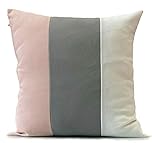3 Tone Cushion Covers – Soft Decorative Throw Pillow Covers for Sofa, Bed & Living Room – Durable Zip Cushion Cases, Luxury Cushion Cover Set (Blush Pink/Grey/White, 17" X 17" Cushion Cover)