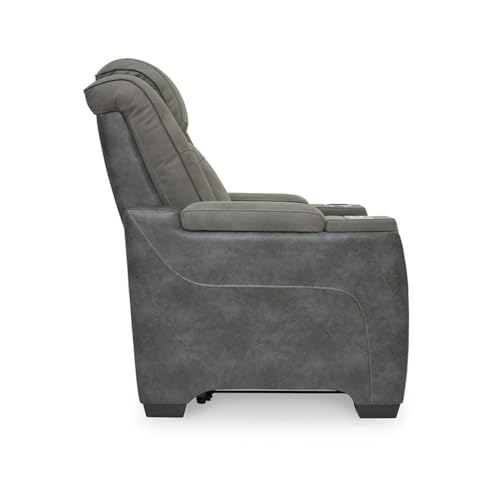 Sillón reclinable moderno gris con control USB miniatura 6