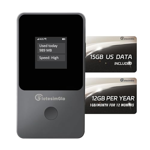 IotesimGlo Portable WiFi Travel Router 15GB US Data No SIM No Contract