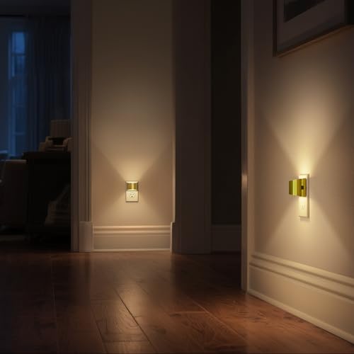 Image of DORESshop LED Night Light[2 Pack], Night Lights Plug into Wall, 3 Level Brightness Adjustable Plug in Night Light, Dusk to Dawn Sensor, Nightlights for Adults, Bedroom, Bathroom, 3000K, Golden Cover