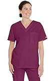 Dickies Unisex V-Neck Scrub Top, Wine, Large