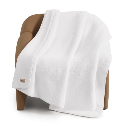 Image of UGG Whitecap Throw Blanket, Soft Fleece Blanket, 50 inch x 70 inch, White