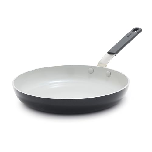 GreenPan Sartén Bobby Flay de 10 pulgadas, cerámica antiadherente sin PFAS y PFOA, apta para inducción, mango de silicona que se mantiene fresco, apto para lavavajillas y horno, grafito
