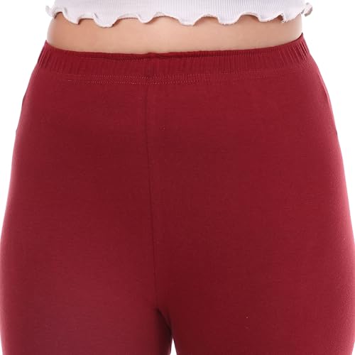 Image of TPF Women Solid Cotton Lycra Stretchable Leggings | Comfortable Ankle-Length Slim Fit Leggings for Women & Girls | Soft, Breathable Wear Bottoms