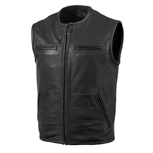 Milwaukee Leather Usa Made Mlvsm5001 Men's Black 'Steerhide' Premium Leather Motorcycle Club Style Vest - Xx-Large #TOP7