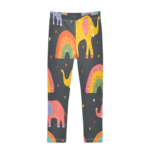 Toddler Girls Leggings Printed Yoga Pants Leggings Elephant Rainbow for Kids