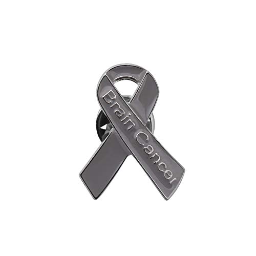 Brain Cancer Awareness Pin Gray Grey Ribbon Brain Cancer Survivor Jewelry Gray Awareness Ribbon Pins, Metal, alloy