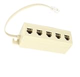 Tgom 5 Outlet Modular Jack Telephone Line Splitter with Cable White