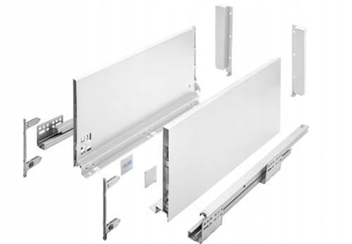 GTV - Système de Tiroirs Axis Pro, Ensemble de Tiroirs, Extraction Totale, Amortissement Intégré, Charge 40 kg, Tiroir Coulissant avec Fermeture Douce - Largeur 350 mm, Hauteur 200 mm, Blanc