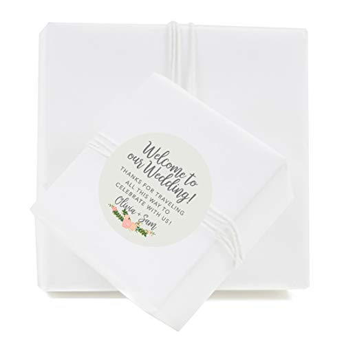 Andaz Press Personalized Out Of Town Bags Round Circle Gift Labels Stickers, Welcome To Our Wedding Thanks For Traveling To Celebrate With Us, Classic Florals, 40-Pack, Custom For Destination Oot #TOP1