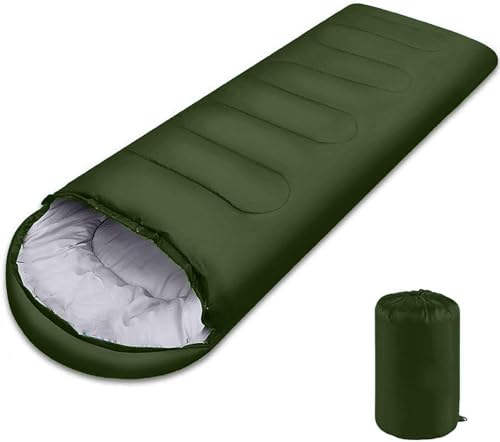 Jorunb Warm Camping Sleeping Bag for AdultFoldable Portable Lightweight Waterproof Compact Sleeping Pad with Stuff Sack for Hiking Camping Mountain Office Workplace (Green - 210 * 75cm 0.95 kg)