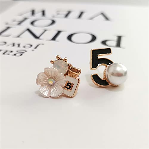 Vintage Number 5 Earrings Camellia Studs Asymmetrical Pearl Earrings Jewelry for Woman Pearl Jewellery2