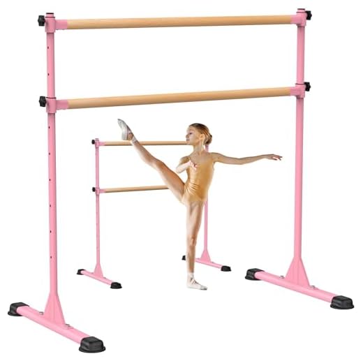 Dolibest Freestanding Wood Ballet Bar, Height Adjustable Ballet Bar, Heavy Duty Dance Bar, with Non-Slip Rubber Pads, Enhanced Stability, Dance/Yoga/Fitness Stretching Bar, Ideal for Kids and Adults