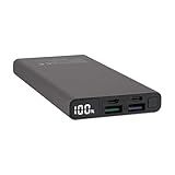 Qualo Power bank, 10.000 mAh, ricarica rapida, caricabatterie portatile, a LED, 23 W, alimentatore per telefono e viaggi, grigio