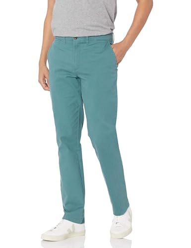 Amazon Essentials Men's Slim-Fit Casual Stretch Chino Trousers, Dark Green, 36W / 32L